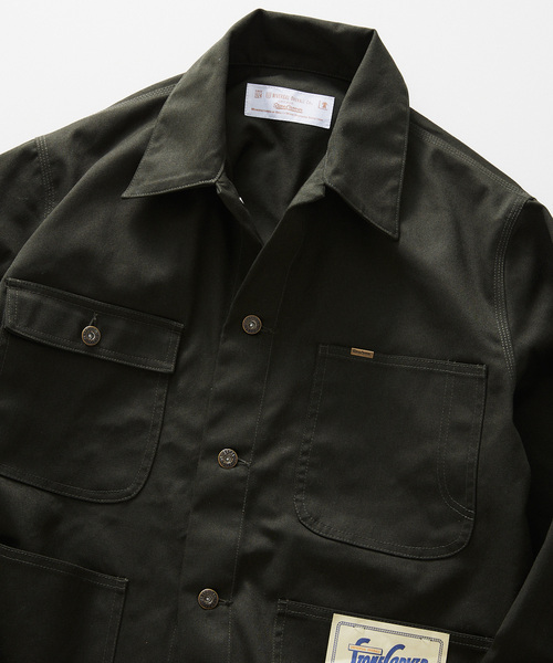 UNIVERSAL OVERALL（ユニバーサルオーバーオール）の「UNIVERSAL OVERALL 別注 ヘリテージライン カバーオール（カバーオール・メンズ・ブラック/ダークグリーン・MEDIUM/LARGE）」の4枚目の写真