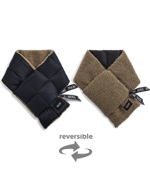 TAION(タイオン)の「【TAION(タイオン)】〈グッズ〉マウンテン リバーシブル ダウン×ボアマフラー(マフラー・メンズ・パープル系その他2/オリーブ系/オリーブ系2/グリーン系その他4/ブラック×ブラック/グレー系その他3/ライトグレー系/ライトグレー系1/ブラウン系その他4/ベージュ系その他2/ネイビー系1/ネイビー系4/レッド系その他3/ブラック×ベージュ/ブラウン系その他7/ネイビー系2・ONESIZE)」の3枚目の写真