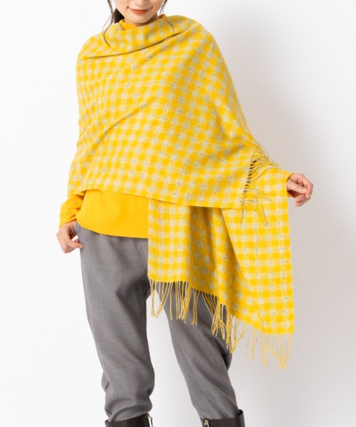 セール】カシミヤ100％紡毛やわらかタッチストール 大判 チェック