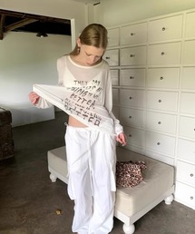 レタープリント シアー長袖Tシャツ