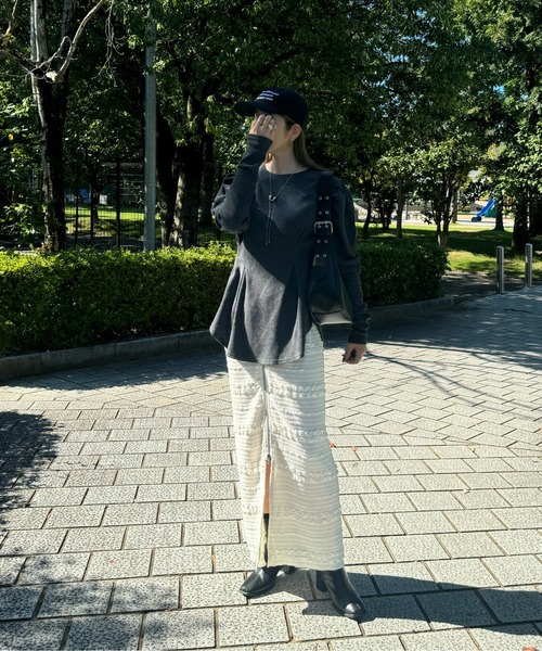 y/m by misato（イムバイミサト）の「ウエストシェイプトップス（Tシャツ/カットソー・レディース・アイボリー/ブラック/チャコールグレー・FREE）」の6枚目の写真