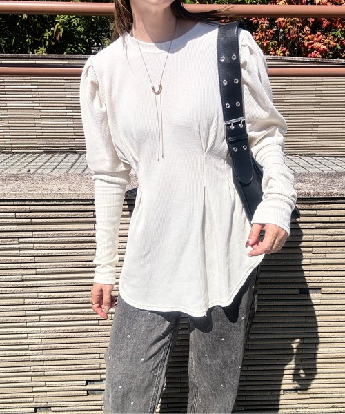 y/m by misato（イムバイミサト）の「ウエストシェイプトップス（Tシャツ/カットソー・レディース・アイボリー/ブラック/チャコールグレー・FREE）」の20枚目の写真