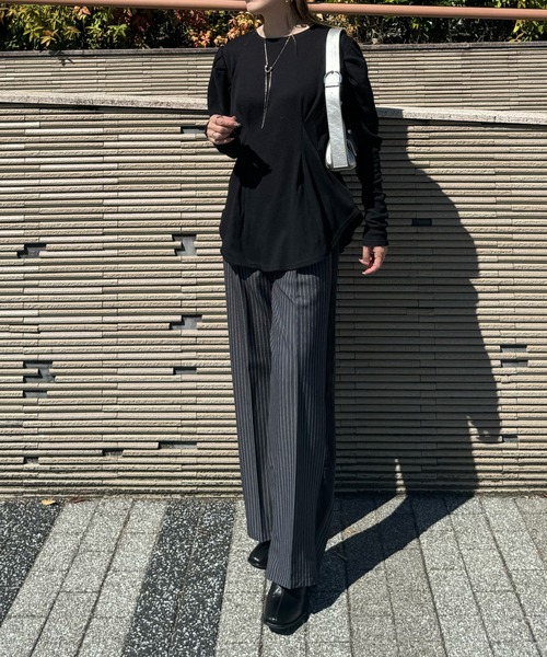 y/m by misato（イムバイミサト）の「ウエストシェイプトップス（Tシャツ/カットソー・レディース・アイボリー/ブラック/チャコールグレー・FREE）」の17枚目の写真