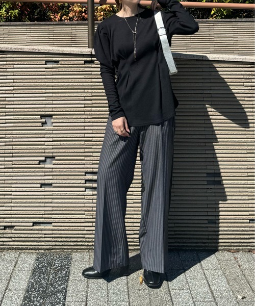 y/m by misato（イムバイミサト）の「ウエストシェイプトップス（Tシャツ/カットソー・レディース・アイボリー/ブラック/チャコールグレー・FREE）」の18枚目の写真