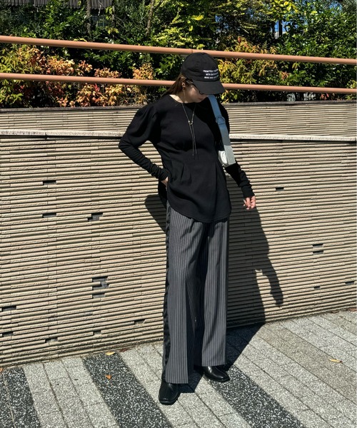 y/m by misato（イムバイミサト）の「ウエストシェイプトップス（Tシャツ/カットソー・レディース・アイボリー/ブラック/チャコールグレー・FREE）」の19枚目の写真