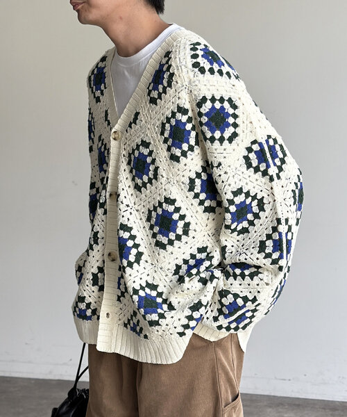 CPCM（シーピーシーエム）の「クロシェ編みカーディガン（カーディガン/ボレロ・レディース・アイボリー/ブラック/マスタード・MEDIUM/LARGE）」の10枚目の写真