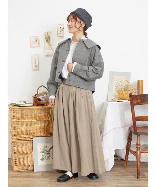 Samansa Mos2（サマンサ モスモス）の「綿麻ギャザースカーチョ（その他パンツ・レディース・ブラック/ベージュ・F）」の7枚目の写真