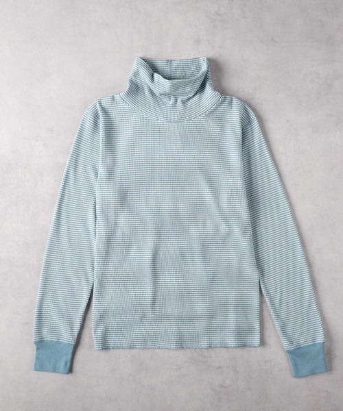 Right-on（ライトオン）の「【Healthknit】ワッフル長袖ハイネックＴ（Tシャツ/カットソー・レディース・ブラック/ホワイト×ブルー/ホワイト×ブラック/ホワイト・S/M/L）」の2枚目の写真