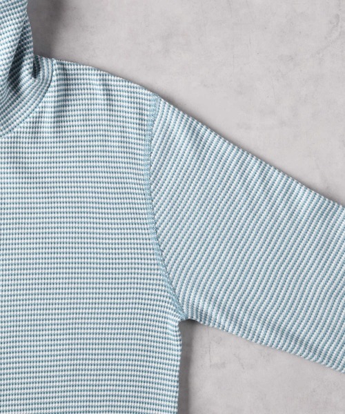 Right-on（ライトオン）の「【Healthknit】ワッフル長袖ハイネックＴ（Tシャツ/カットソー・レディース・ブラック/ホワイト×ブルー/ホワイト×ブラック/ホワイト・S/M/L）」の13枚目の写真