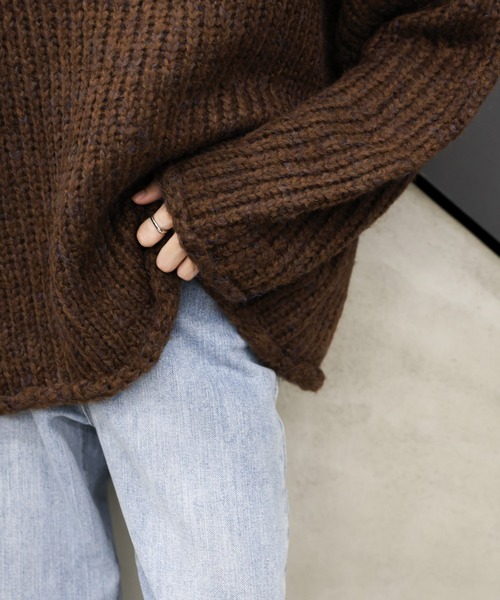 セール】アルパカタッチミックスカラーニット（ニット/セーター