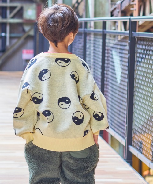 HOGAN RANCH WEAR（ホーガンランチウエア）の「【おうちで洗える】Wジャガードニットカーディガン（カーディガン/ボレロ・キッズ・オフホワイト/ネイビー/レッド/ライトグリーン・S/M/L/LL）」の2枚目の写真