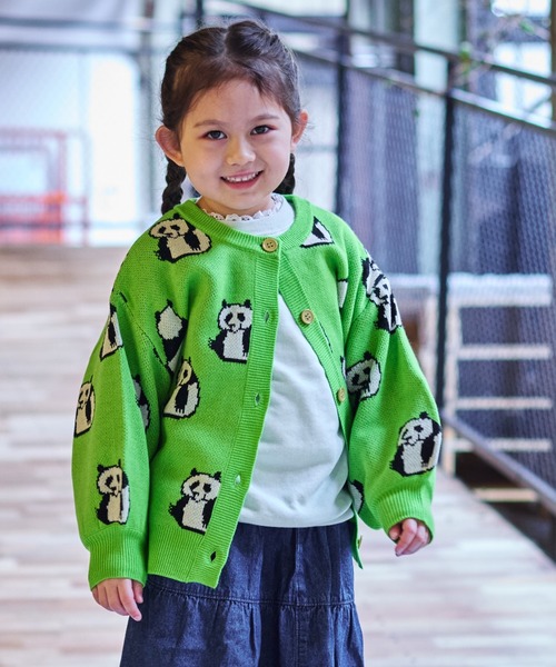 HOGAN RANCH WEAR（ホーガンランチウエア）の「【おうちで洗える】Wジャガードニットカーディガン（カーディガン/ボレロ・キッズ・オフホワイト/ネイビー/レッド/ライトグリーン・S/M/L/LL）」の3枚目の写真