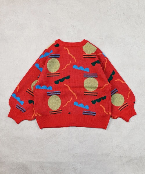 HOGAN RANCH WEAR（ホーガンランチウエア）の「【おうちで洗える】Wジャガードニットカーディガン（カーディガン/ボレロ・キッズ・オフホワイト/ネイビー/レッド/ライトグリーン・S/M/L/LL）」の8枚目の写真