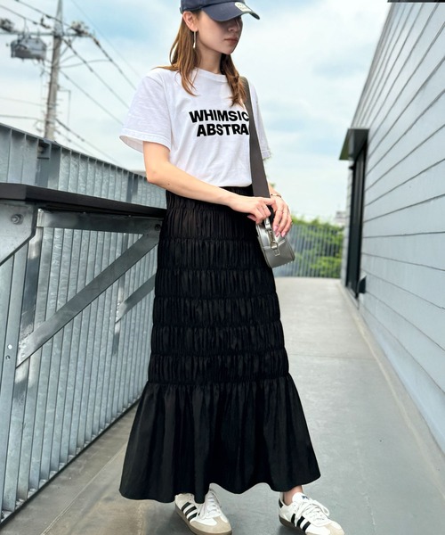 セール】”立体感で垢抜け'マーメイド風シャーリングナロースカート
