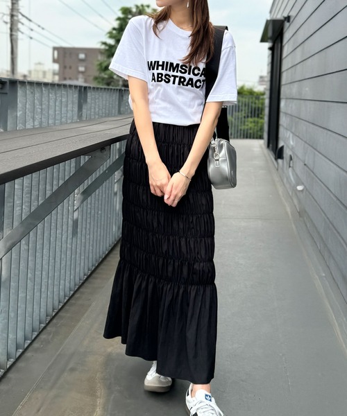 セール】”立体感で垢抜け'マーメイド風シャーリングナロースカート