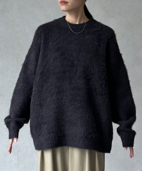 CPCM(シーピーシーエム)の「MIX糸モヘアライクニット(ニット/セーター・レディース・ネイビー/ブラウン/グリーン/アイボリー/チャコールグレー/ブラック・MEDIUM/LARGE)」の17枚目の写真