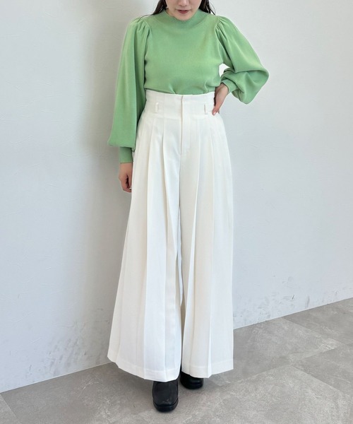 mysty woman（ミスティウーマン）の「ラメハイネックニットプルオーバー　246400（ニット/セーター・レディース・ブルー/オフホワイト/ブラック/モカ/レッド/ライトグリーン/ライトブルー・FREE）」の8枚目の写真