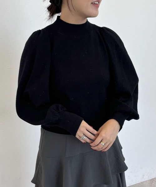 mysty woman（ミスティウーマン）の「ラメハイネックニットプルオーバー　246400（ニット/セーター・レディース・ブルー/オフホワイト/ブラック/モカ/レッド/ライトグリーン/ライトブルー・FREE）」の12枚目の写真