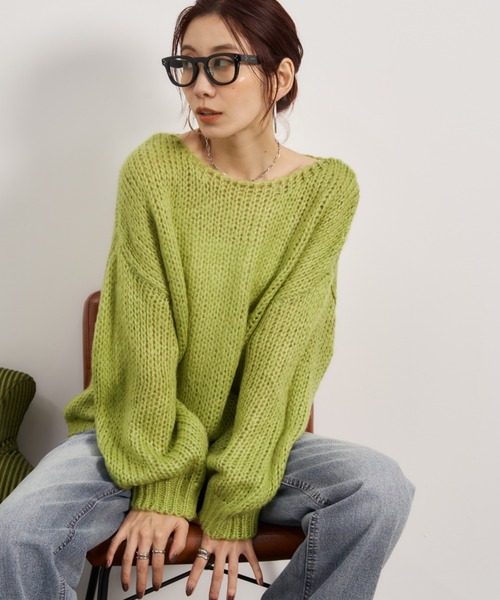Auntie Rosa Holiday（アンティローザホリデー）の「ローゲージメッシュニットプルオーバー（ニット/セーター・レディース・ブルー/グリーン/アイボリー/ブラック・FREE）」の5枚目の写真