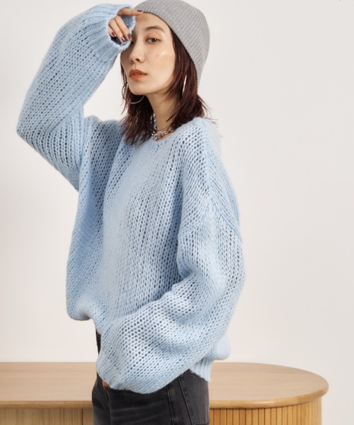 Auntie Rosa Holiday（アンティローザホリデー）の「ローゲージメッシュニットプルオーバー（ニット/セーター・レディース・ブルー/グリーン/アイボリー/ブラック・FREE）」の19枚目の写真