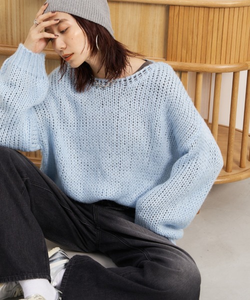 Auntie Rosa Holiday（アンティローザホリデー）の「ローゲージメッシュニットプルオーバー（ニット/セーター・レディース・ブルー/グリーン/アイボリー/ブラック・FREE）」の17枚目の写真
