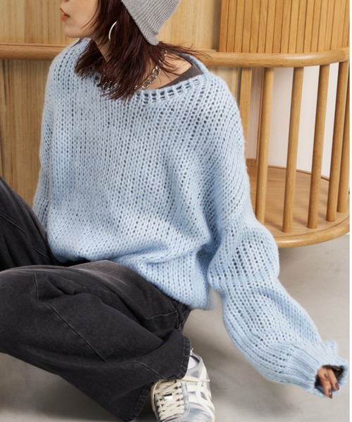 Auntie Rosa Holiday（アンティローザホリデー）の「ローゲージメッシュニットプルオーバー（ニット/セーター・レディース・ブルー/グリーン/アイボリー/ブラック・FREE）」の15枚目の写真