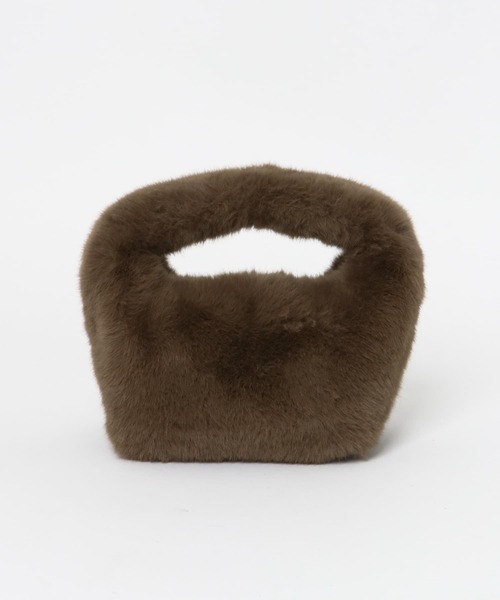 LE VERNIS（ル・ベルニ）の「LE VERNIS　フェイクファーマイクロバッグ（ハンドバッグ・レディース・ブラウン/ライトベージュ/パープル・ONE）」の7枚目の写真