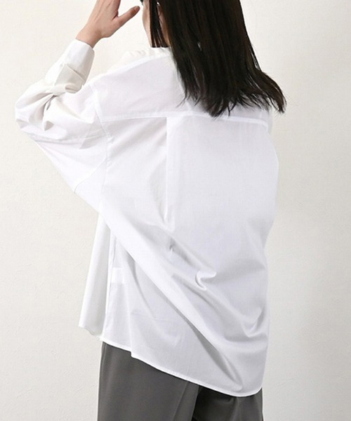STYLEBLOCK（スタイルブロック）の「ブロードスキッパーブラウス（シャツ/ブラウス・レディース・ブラック/ホワイト/グリーン/ブラウン・M）」の7枚目の写真