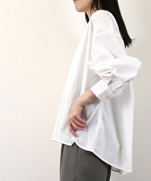STYLEBLOCK（スタイルブロック）の「ブロードスキッパーブラウス（シャツ/ブラウス・レディース・ブラック/ホワイト/グリーン/ブラウン・M）」の8枚目の写真