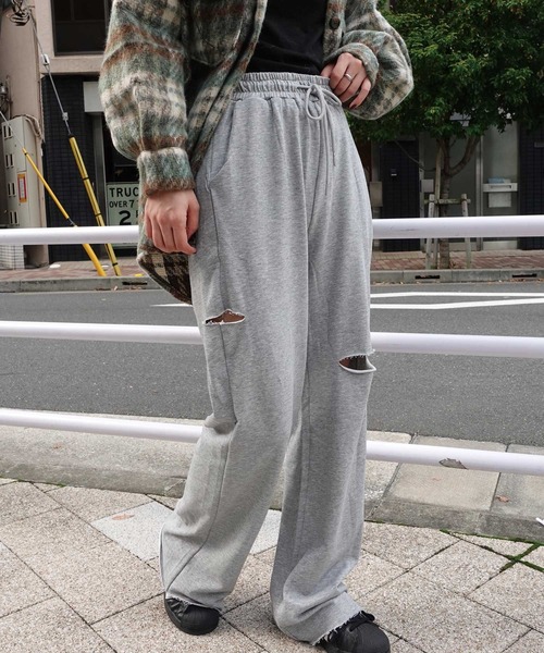 CORNERS（コーナーズ）の「カットオフスウェットパンツ（スウェットパンツ・レディース・杢グレー/ブラック・M）」の3枚目の写真