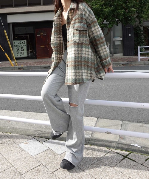 CORNERS（コーナーズ）の「カットオフスウェットパンツ（スウェットパンツ・レディース・杢グレー/ブラック・M）」の5枚目の写真