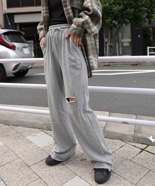 CORNERS（コーナーズ）の「カットオフスウェットパンツ（スウェットパンツ・レディース・杢グレー/ブラック・M）」の7枚目の写真