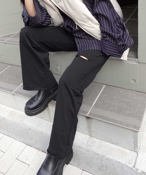 CORNERS（コーナーズ）の「カットオフスウェットパンツ（スウェットパンツ・レディース・杢グレー/ブラック・M）」の9枚目の写真