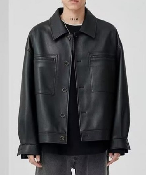 MGV(エムジーヴィー)の「合皮ショートジャケット(ブルゾン・メンズ・ブラック/ブラウン・MEDIUM/LARGE/X-LARGE)」の2枚目の写真