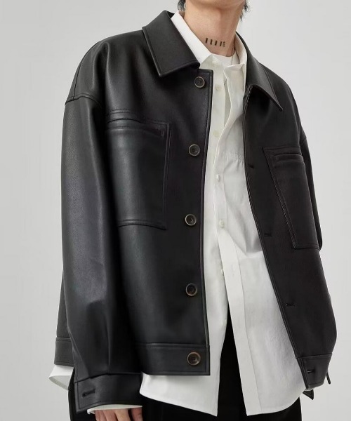 MGV(エムジーヴィー)の「合皮ショートジャケット(ブルゾン・メンズ・ブラック/ブラウン・MEDIUM/LARGE/X-LARGE)」の12枚目の写真