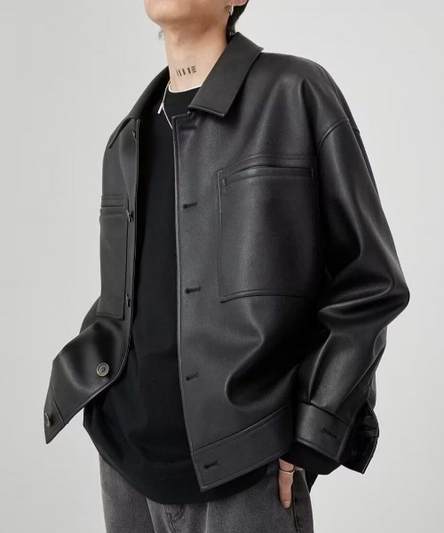 MGV(エムジーヴィー)の「合皮ショートジャケット(ブルゾン・メンズ・ブラック/ブラウン・MEDIUM/LARGE/X-LARGE)」の4枚目の写真