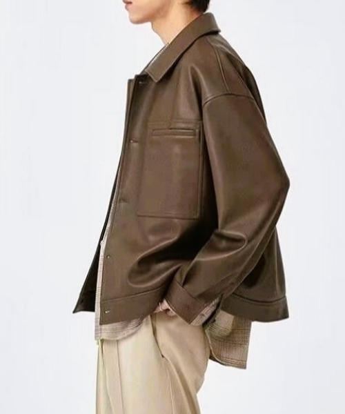 MGV(エムジーヴィー)の「合皮ショートジャケット(ブルゾン・メンズ・ブラック/ブラウン・MEDIUM/LARGE/X-LARGE)」の9枚目の写真