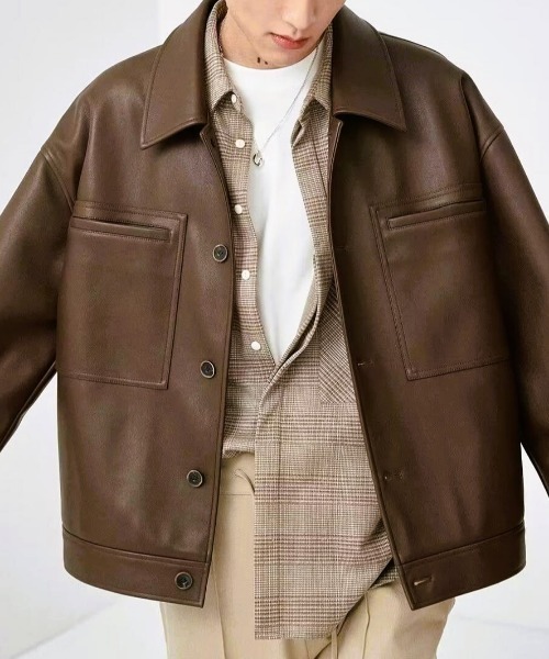 MGV(エムジーヴィー)の「合皮ショートジャケット(ブルゾン・メンズ・ブラック/ブラウン・MEDIUM/LARGE/X-LARGE)」の10枚目の写真