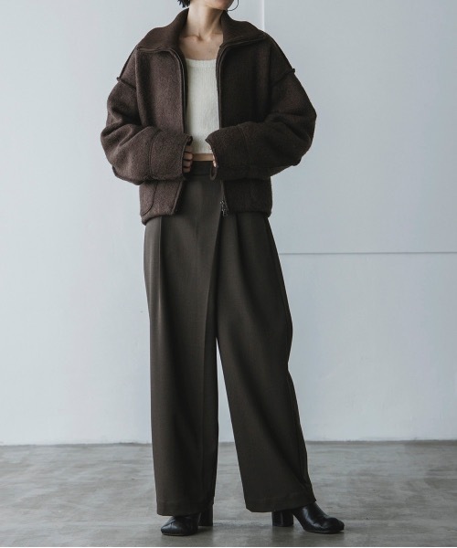 TENTO（テント）の「2WAYカラー ブークレ―ブルゾン（ブルゾン・レディース・ベージュ/ブラウン・FREE）」の13枚目の写真