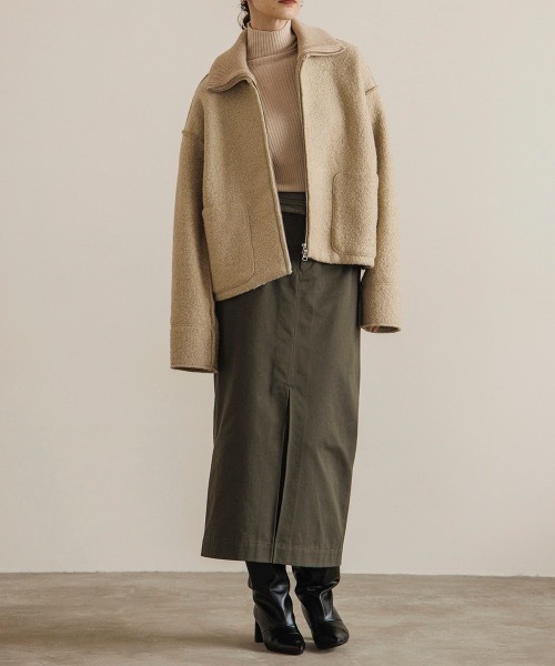 TENTO（テント）の「2WAYカラー ブークレ―ブルゾン（ブルゾン・レディース・ベージュ/ブラウン・FREE）」の15枚目の写真