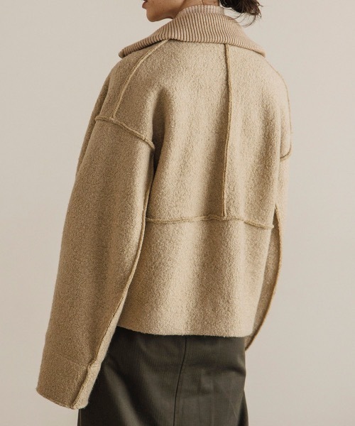 TENTO（テント）の「2WAYカラー ブークレ―ブルゾン（ブルゾン・レディース・ベージュ/ブラウン・FREE）」の5枚目の写真