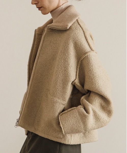 TENTO（テント）の「2WAYカラー ブークレ―ブルゾン（ブルゾン・レディース・ベージュ/ブラウン・FREE）」の14枚目の写真