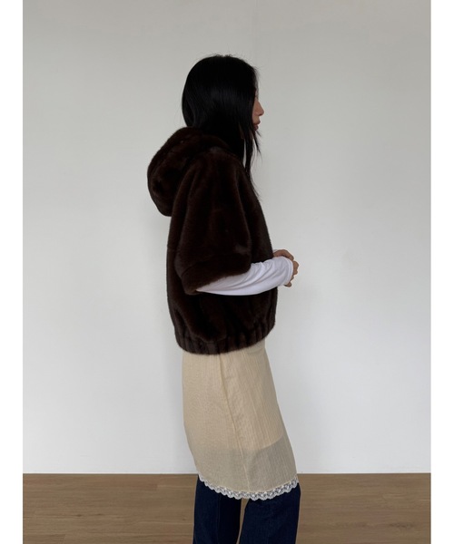 Didot.showroom(ディドット ショールーム)の「ファーフーディーハーフジャケット(その他アウター・レディース・ブラック/ブラウン/グレー・FREE)」の20枚目の写真