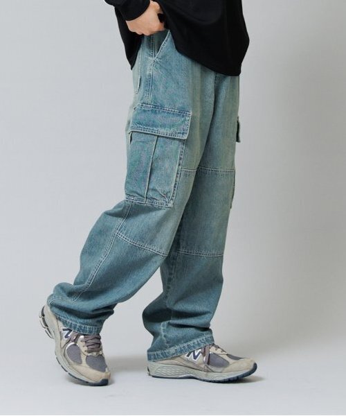 GLAZOS（グラソス）の「デニム・ダブルニーカーゴパンツ（その他パンツ・キッズ・ライトブルー/ブラック/ブルー・S/M/L/LL）」の3枚目の写真