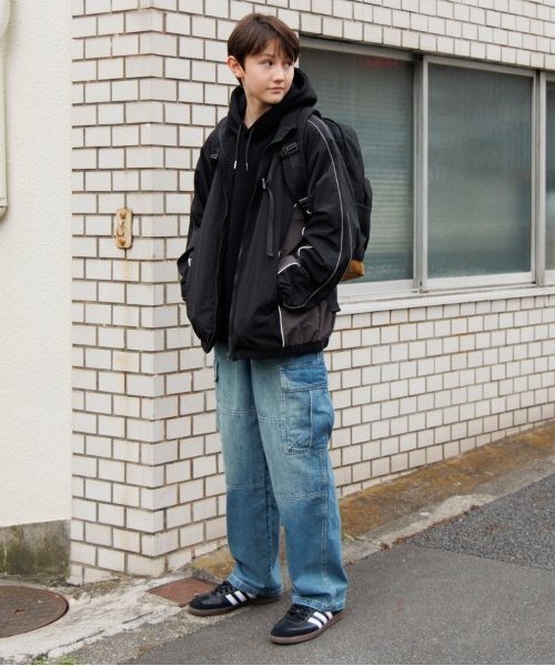 GLAZOS（グラソス）の「デニム・ダブルニーカーゴパンツ（その他パンツ・キッズ・ライトブルー/ブラック/ブルー・S/M/L/LL）」の18枚目の写真