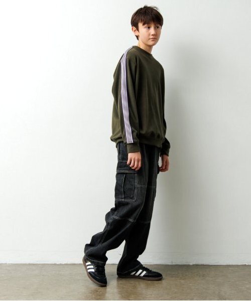 GLAZOS（グラソス）の「デニム・ダブルニーカーゴパンツ（その他パンツ・キッズ・ライトブルー/ブラック/ブルー・S/M/L/LL）」の14枚目の写真