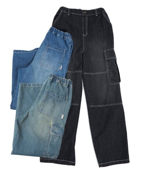 GLAZOS（グラソス）の「デニム・ダブルニーカーゴパンツ（その他パンツ・キッズ・ライトブルー/ブラック/ブルー・S/M/L/LL）」の7枚目の写真