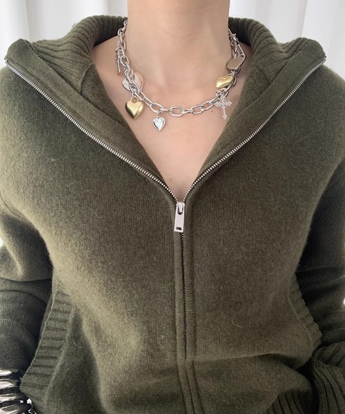 SANSeLF(サンセルフ)の「【LONSLAN】 ハートチャームネックレス sanal24a024(ネックレス・レディース・シルバー・FREE)」の2枚目の写真