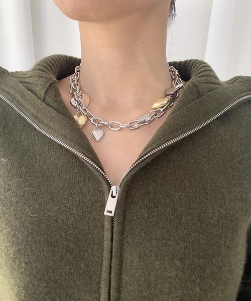 SANSeLF(サンセルフ)の「【LONSLAN】 ハートチャームネックレス sanal24a024(ネックレス・レディース・シルバー・FREE)」の8枚目の写真