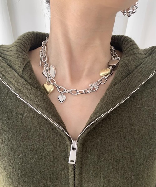 SANSeLF(サンセルフ)の「【LONSLAN】 ハートチャームネックレス sanal24a024(ネックレス・レディース・シルバー・FREE)」の14枚目の写真